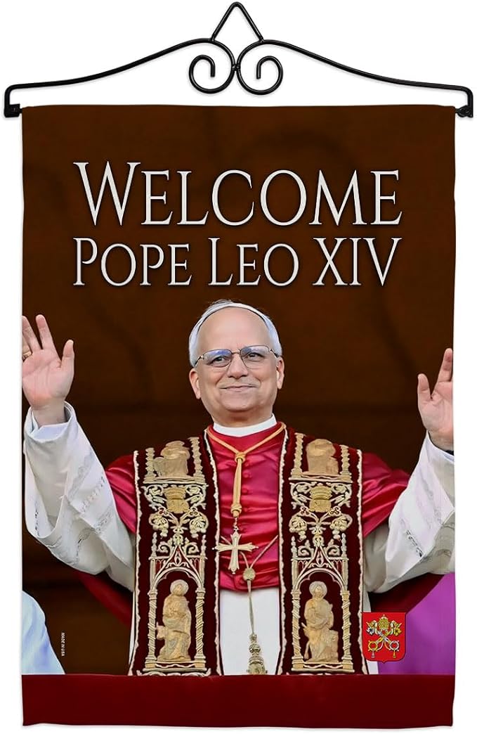Pope Leo Flag XIV Successor Wall Art Canvas Tapestry Vatican Memorabilia Catholic Poster Church Decor Bishop of Rome Picture Home Decorations American Papal Door Sign Textile Roman Catholic Gifts - Leo Canvas for men