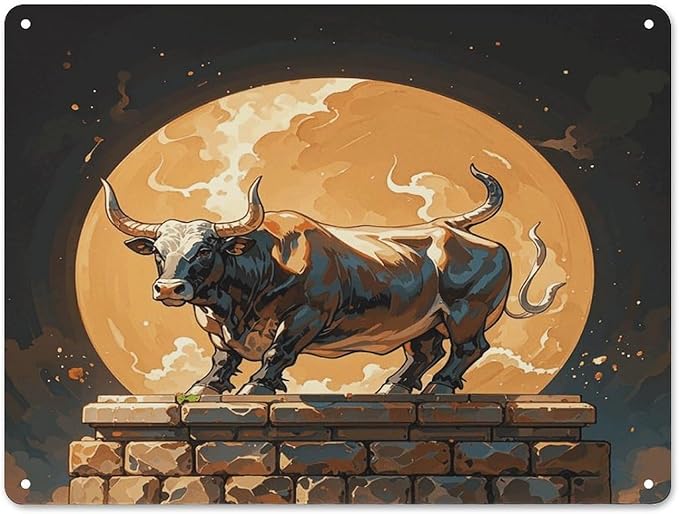 YUXGTKMN Vintage Tin Wall Sign, Taurus (2) Print Horizontal Iron Hanging Picture, Rustic Metal Poster Durable Hanging Wall Ornament for Home Decor - Taurus Products for men