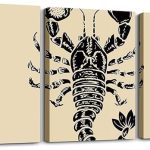 jejeloiu Zodiac SCORPIO 3 Piece Canvas Wall Art for Living Room Bedroom Horoscope Dark Academia Wall Art for Home Decor Vintage Retro Office Decor Artwork Rose Flower Picture Painting Posters - Scorpio Canvas for men