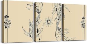 jejeloiu Zodiac PISCES 3 Piece Canvas Wall Art for Living Room Bedroom Horoscope Dark Academia Wall Art for Home Decor Vintage Retro Office Decor Artwork Rose Flower Picture Painting Posters - Pisces Canvas for men