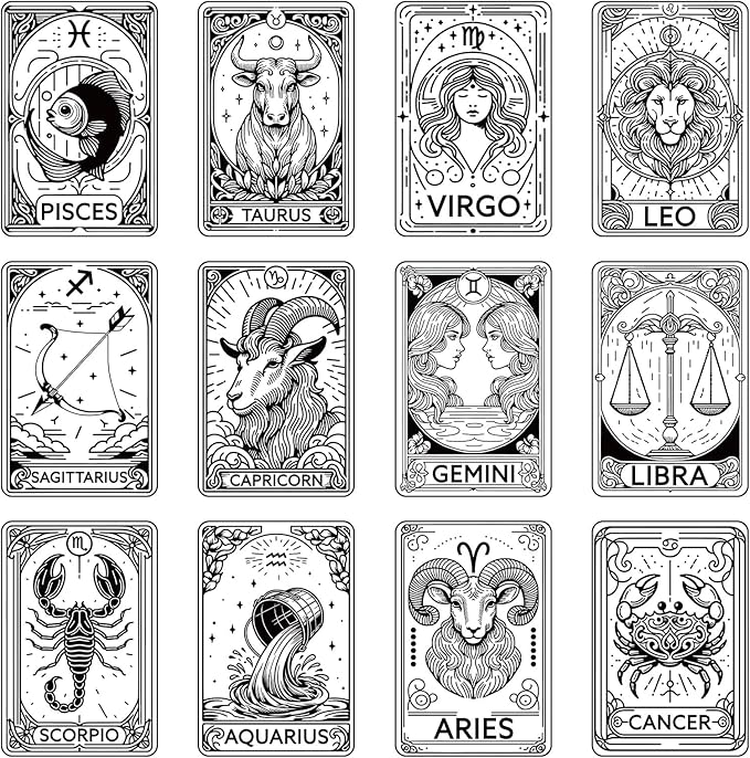 Zodiac Dtf Transfers Ready to Press - Wxiben 12 Pcs Constellation Iron on Transfers for T-Shirts Twelve Signs Heat Transfer Vinyl Decals Stickers Iron on Patch for Clothing Bag Hoodie DIY Craft - Aries for men