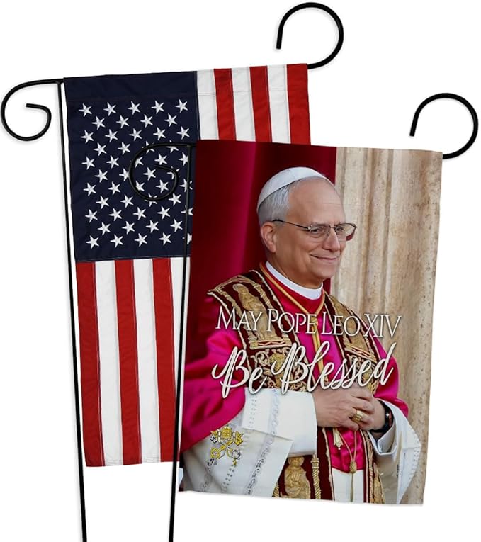 Inspiration American Flags for Outside House Wall Canvas Poster Patriotic Decor 4th of July Picture Prints Poster Vatican Grave Decoration Papal Door Yard Sign Catholic Memorabilia Gift - Leo Canvas for men