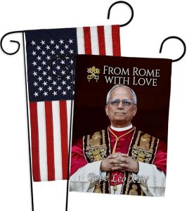 Religion American Flags for Outside House Wall Canvas Poster Patriotic Decor 4th of July Picture Prints Poster Vatican Grave Decoration Papal Door Yard Sign Catholic Memorabilia Gift - Leo Canvas for men