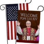 Successor American Flags for Outside House Wall Canvas Poster Patriotic Decor 4th of July Picture Prints Poster Vatican Grave Decoration Papal Door Yard Sign Catholic Memorabilia Gift - Leo Canvas for men