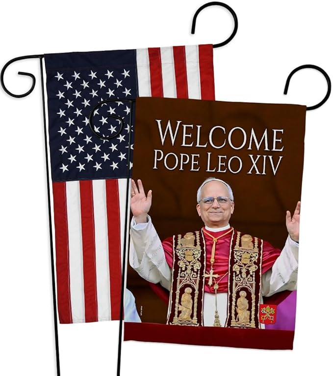 Successor American Flags for Outside House Wall Canvas Poster Patriotic Decor 4th of July Picture Prints Poster Vatican Grave Decoration Papal Door Yard Sign Catholic Memorabilia Gift - Leo Canvas for men