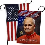 Tribute American Flags for Outside House Wall Canvas Poster Patriotic Decor 4th of July Picture Prints Poster Vatican Grave Decoration Papal Door Yard Sign Catholic Memorabilia Gift - Leo Canvas for men