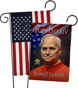 Tribute American Flags for Outside House Wall Canvas Poster Patriotic Decor 4th of July Picture Prints Poster Vatican Grave Decoration Papal Door Yard Sign Catholic Memorabilia Gift - Leo Canvas for men