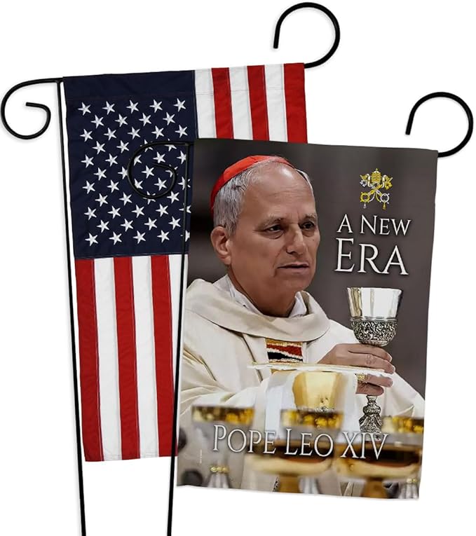 American Flags for Outside House Wall Canvas Poster Patriotic Decor 4th of July Picture Prints Poster Vatican Grave Decoration Papal Door Yard Sign Catholic Memorabilia Gift - Leo Canvas for men