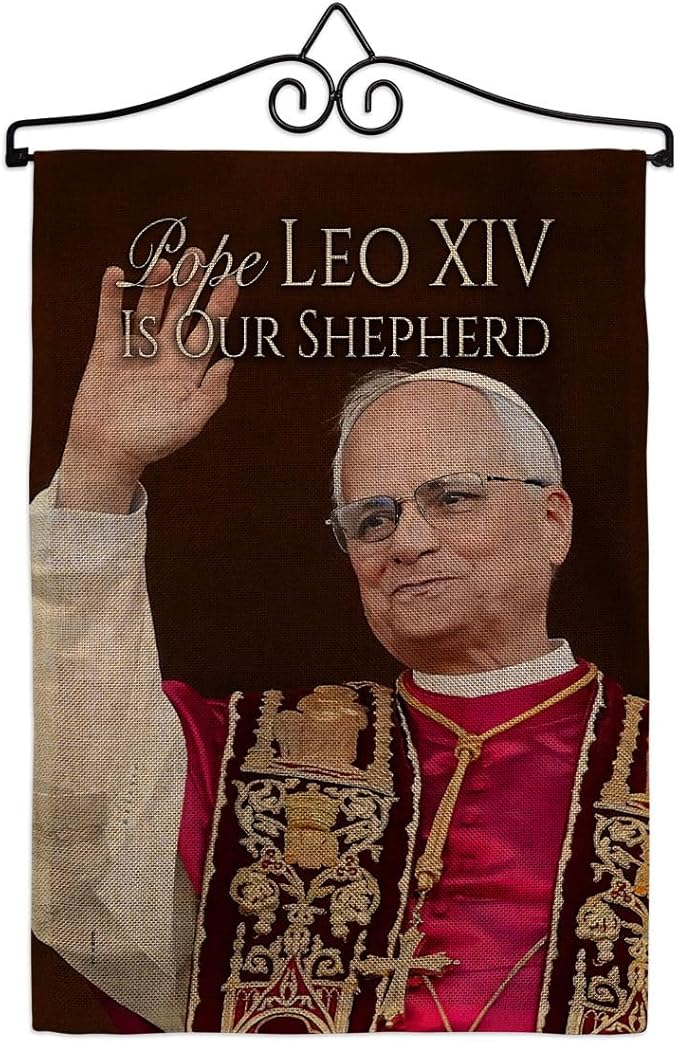 Catholic Flag Kit Hanger Wall Art Plaque Canvas Burlap Tapestry Catholic Church Decor Picture Prints Garden Cross Decorations American Papal Door Yard Sign Vatican Memorabilia Gifts - Leo Canvas for men