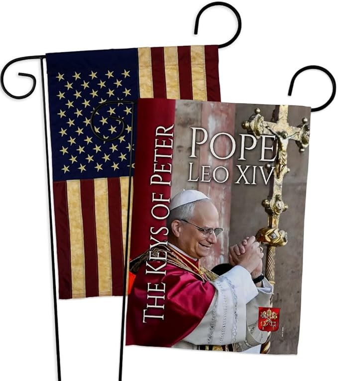 Pope Leo XIV Hope Vintage American Flags for Outside House Wall Canvas Poster Patriotic Decor July 4th Yard Sign Picture Prints Poster Vatican Grave Decoration Papal Door Catholic Memorabilia - Leo Canvas for men