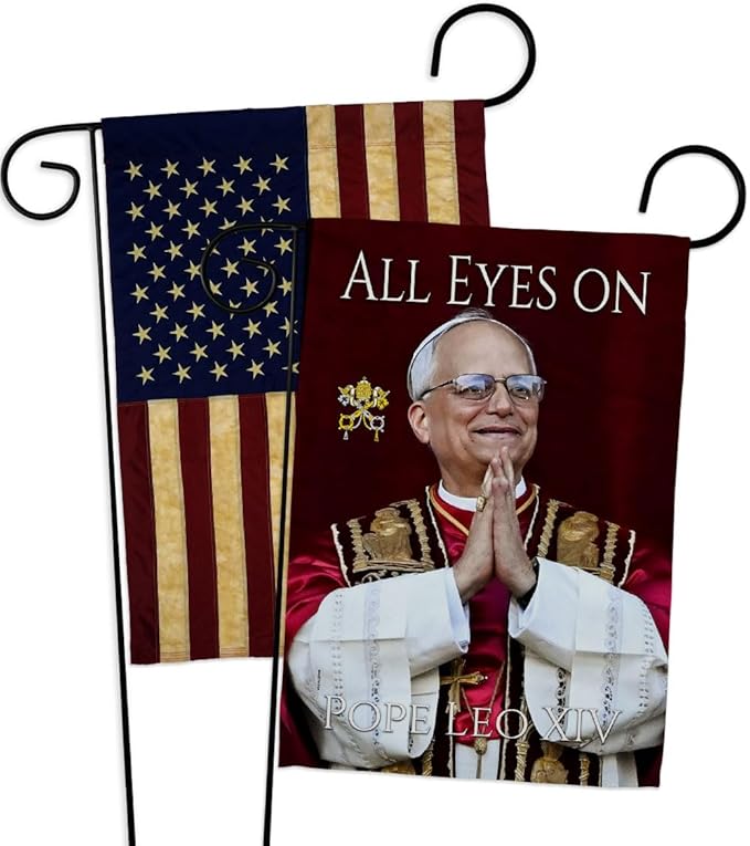 Pope Leo XIV Church Vintage American Flags for Outside House Wall Canvas Poster Patriotic Decor July 4th Yard Sign Picture Prints Poster Vatican Grave Decoration Papal Door Catholic Memorabilia - Leo Canvas for men