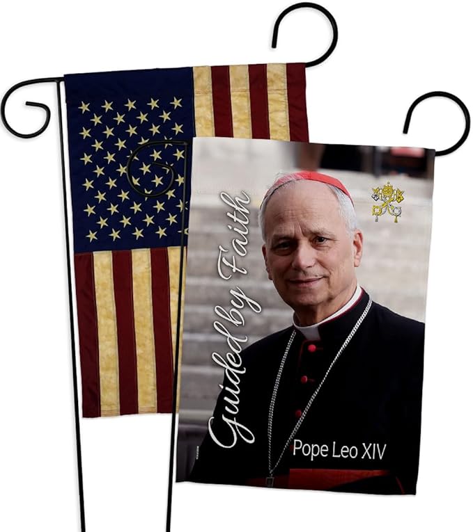 Pope Leo XIV Rome Vintage American Flags for Outside House Wall Canvas Poster Patriotic Decor July 4th Yard Sign Picture Prints Poster Vatican Grave Decoration Papal Door Catholic Memorabilia - Leo Canvas for men