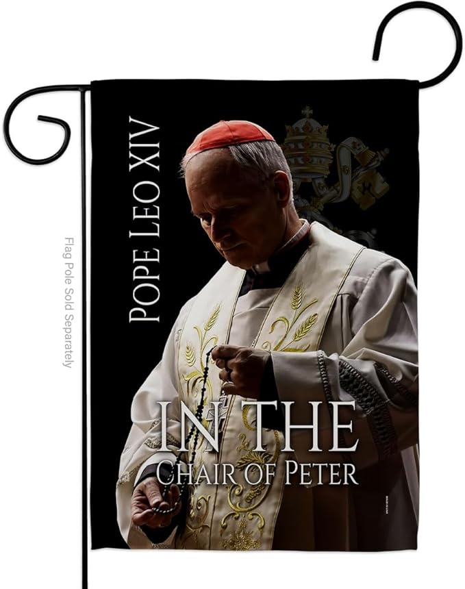 Flag Election Picture Prints Vatican Memorabilia Tapestry Catholic Wall Art Canvas Poster Grave Decorations for Cemetery Yard Sign American Papal Door Garden Decor Religious Gifts - Leo Canvas for men