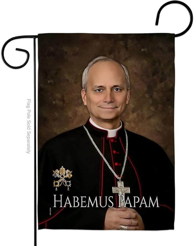 Flag Papacy Picture Prints Vatican Memorabilia Tapestry Catholic Wall Art Canvas Poster Grave Decorations for Cemetery Yard Sign American Papal Door Garden Decor Religious Gifts - Leo Canvas for men
