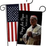Conclave American Flags for Outside House Wall Canvas Poster Patriotic Decor 4th of July Picture Prints Poster Vatican Grave Decoration Papal Door Yard Sign Catholic Memorabilia Gift - Leo Canvas for men