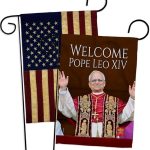 Pope Leo XIV Successor Vintage American Flags for Outside House Wall Canvas Poster Patriotic Decor July 4th Yard Sign Picture Prints Poster Vatican Grave Decoration Papal Door Catholic Memorabilia - Leo Canvas for men