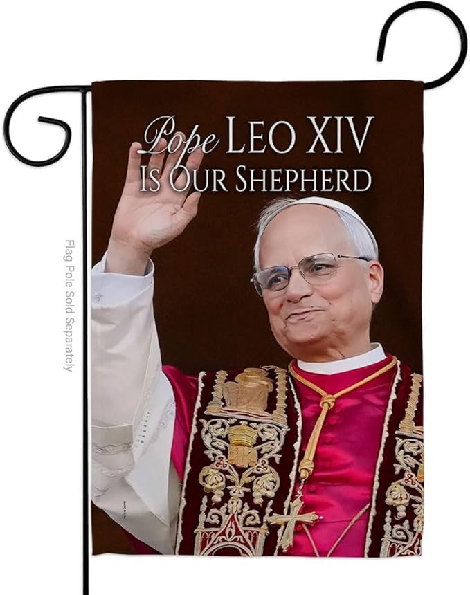 Flag Catholic Picture Prints Vatican Memorabilia Tapestry Catholic Wall Art Canvas Poster Grave Decorations for Cemetery Yard Sign American Papal Door Garden Decor Religious Gifts - Leo Canvas for men