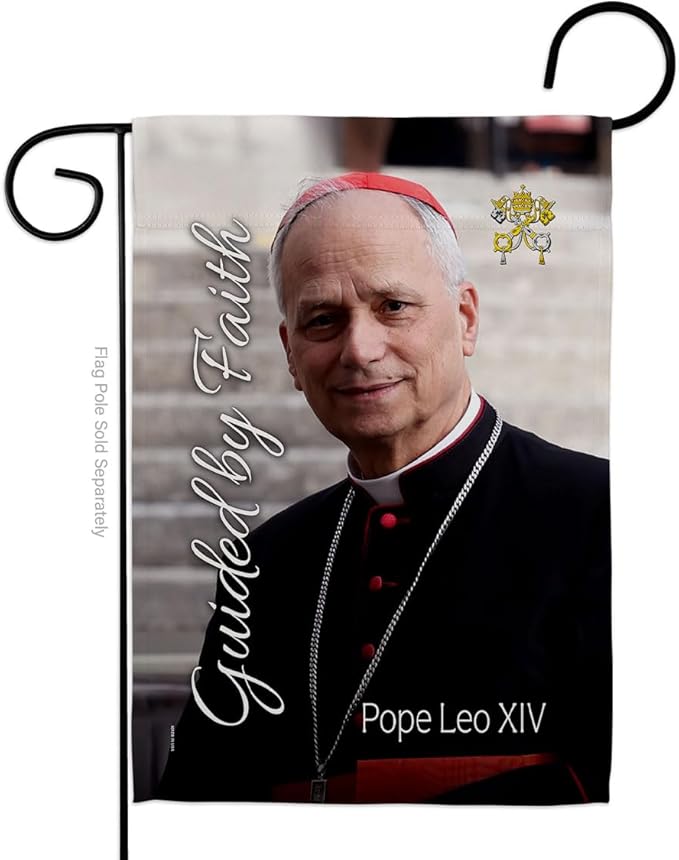 Flag Rome Picture Prints Vatican Memorabilia Tapestry Catholic Wall Art Canvas Poster Grave Decorations for Cemetery Yard Sign American Papal Door Garden Decor Religious Gifts - Leo Canvas for men