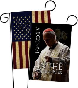 Pope Leo XIV Election Vintage American Flags for Outside House Wall Canvas Poster Patriotic Decor July 4th Yard Sign Picture Prints Poster Vatican Grave Decoration Papal Door Catholic Memorabilia - Leo Canvas for men