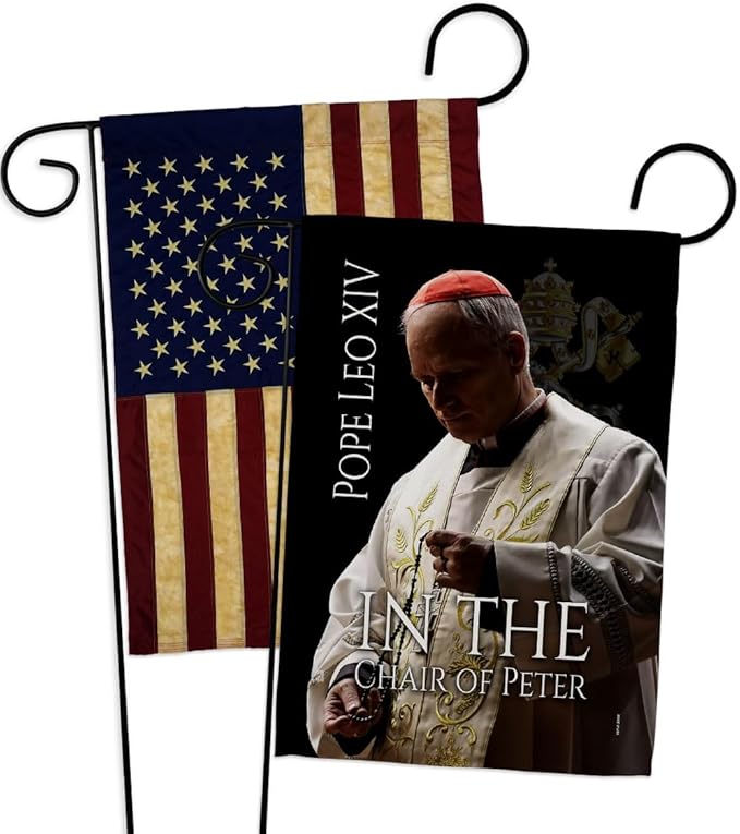 Pope Leo XIV Election Vintage American Flags for Outside House Wall Canvas Poster Patriotic Decor July 4th Yard Sign Picture Prints Poster Vatican Grave Decoration Papal Door Catholic Memorabilia - Leo Canvas for men