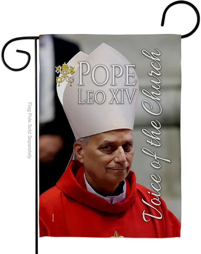 Flag Faith Picture Prints Vatican Memorabilia Tapestry Catholic Wall Art Canvas Poster Grave Decorations for Cemetery Yard Sign American Papal Door Garden Decor Religious Gifts - Leo Canvas for men