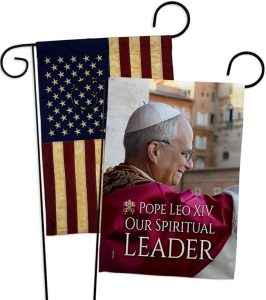 Pope Leo XIV Commemorative Vintage American Flags For Outside House Wall Canvas Poster Patriotic Decor July 4th Yard Sign Picture Prints Poster Vatican Grave Decoration Papal Door Catholic Memorabilia - Leo Canvas for men