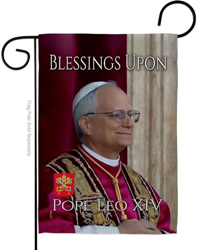 Flag Francis Picture Prints Vatican Memorabilia Tapestry Catholic Wall Art Canvas Poster Grave Decorations for Cemetery Yard Sign American Papal Door Garden Decor Religious Gifts - Leo Canvas for men