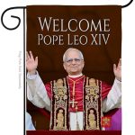 Flag Successor Picture Prints Vatican Memorabilia Tapestry Catholic Wall Art Canvas Poster Grave Decorations for Cemetery Yard Sign American Papal Door Garden Decor Religious Gifts - Leo Canvas for men