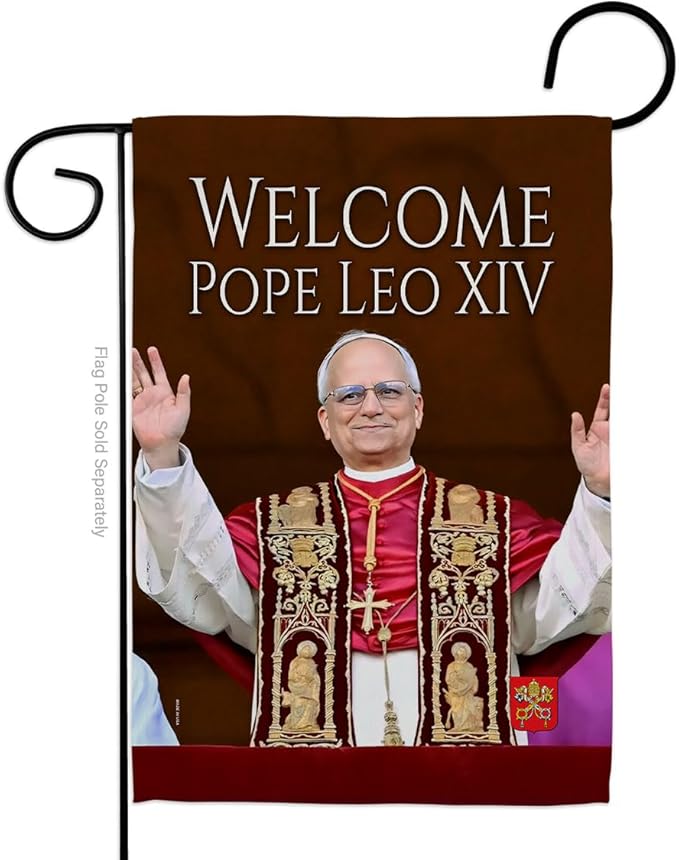 Flag Successor Picture Prints Vatican Memorabilia Tapestry Catholic Wall Art Canvas Poster Grave Decorations for Cemetery Yard Sign American Papal Door Garden Decor Religious Gifts - Leo Canvas for men