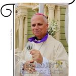 Flag Peace Picture Prints Vatican Memorabilia Tapestry Catholic Wall Art Canvas Poster Grave Decorations for Cemetery Yard Sign American Papal Door Garden Decor Religious Gifts - Leo Canvas for men