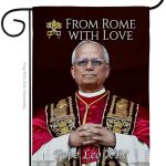 Flag Religion Picture Prints Vatican Memorabilia Tapestry Catholic Wall Art Canvas Poster Grave Decorations for Cemetery Yard Sign American Papal Door Garden Decor Religious Gifts - Leo Canvas for men