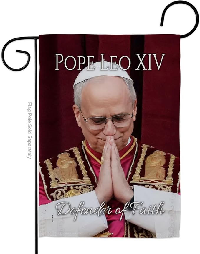 Flag Holy See Picture Prints Vatican Memorabilia Tapestry Catholic Wall Art Canvas Poster Grave Decorations for Cemetery Yard Sign American Papal Door Garden Decor Religious Gifts - Leo Canvas for men