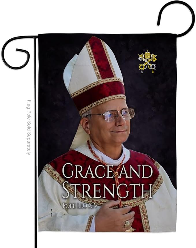 Flag Unity Picture Prints Vatican Memorabilia Tapestry Catholic Wall Art Canvas Poster Grave Decorations for Cemetery Yard Sign American Papal Door Garden Decor Religious Gifts - Leo Canvas for men