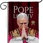 Flag Legacy Picture Prints Vatican Memorabilia Tapestry Catholic Wall Art Canvas Poster Grave Decorations for Cemetery Yard Sign American Papal Door Garden Decor Religious Gifts - Leo Canvas for men