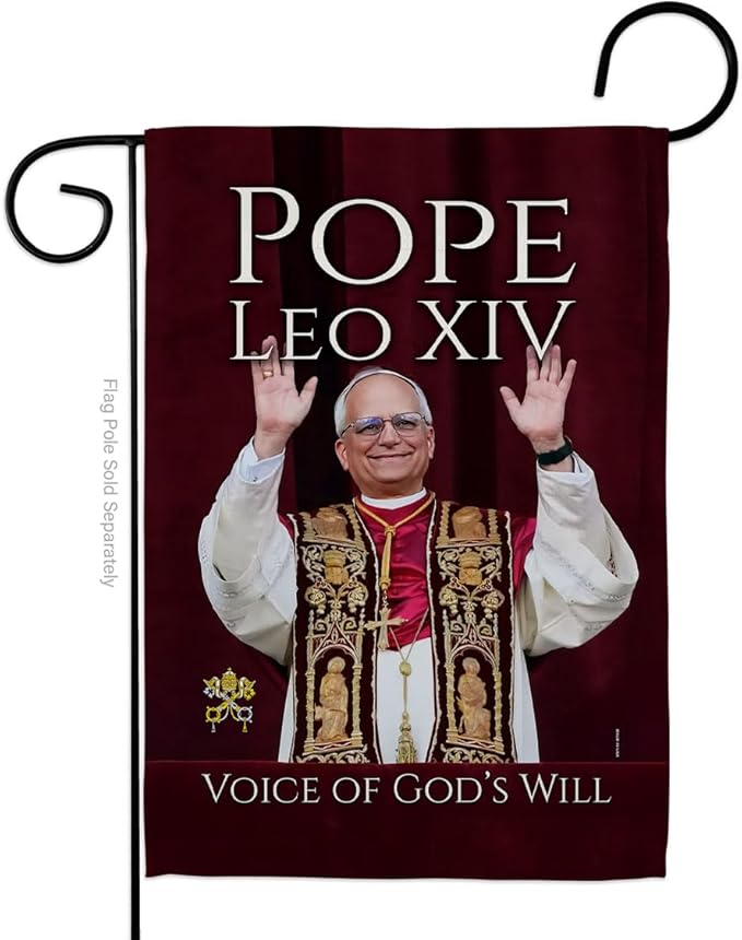 Flag New Era Picture Prints Vatican Memorabilia Tapestry Catholic Wall Art Canvas Poster Grave Decorations for Cemetery Yard Sign American Papal Door Garden Decor Religious Gifts - Leo Canvas for men