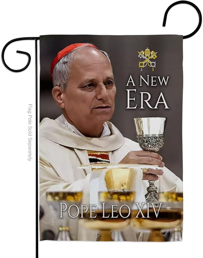 Flag Picture Prints Vatican Memorabilia Tapestry Catholic Wall Art Canvas Poster Grave Decorations for Cemetery Yard Sign American Papal Door Garden Decor Religious Gifts - Leo Canvas for men