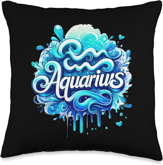 Aquarius Zodiac Symbol Horoscope Astrology Birthday Throw Pillow - Aquarius Pillow for men