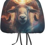 Aries-Zodiac Sign Funny Car Headrest Seat Covers Protector Universal Fit Auto Interior Accessories 11 X 10.6 Inches - Aries Car Seat Cover for men