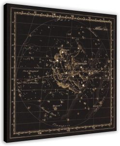 HEOVI Gemini Zodiac Sign, Old Russian Astronomy Chart, Star Constellation Illustration Canvas Posters Wall Art Bedroom Office Room Decor Gift Frame-style 16x16inch(40x40cm) - Gemini Canvas for men