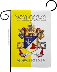 Welcome Pope Leo Garden Flag Memorabilia Decor Religious Yard Sign Picture Print Habemus Papam Decorations American Papal Poster Vatican Canvas Roman Tapestry Catholic Gifts Made In USA - Leo Canvas for men