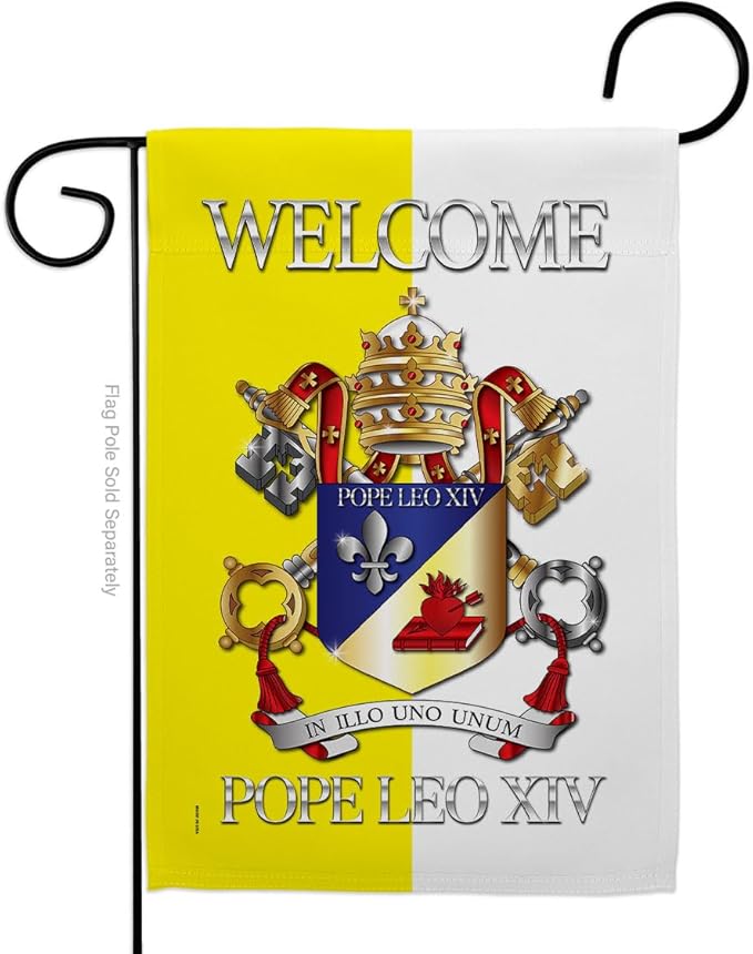 Welcome Pope Leo Garden Flag Memorabilia Decor Religious Yard Sign Picture Print Habemus Papam Decorations American Papal Poster Vatican Canvas Roman Tapestry Catholic Gifts Made In USA - Leo Canvas for men