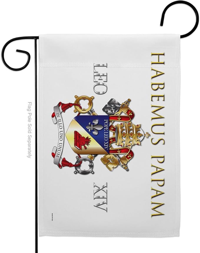 Coat of Arms Garden Flag Memorabilia Decor Religious Yard Sign Picture Print Habemus Papam Decorations American Papal Poster Vatican Canvas Roman Tapestry Catholic Gifts Made in USA - Leo Canvas for men