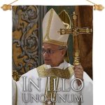 in Illo Uno Unum Wall Scroll Canvas Set Flag Memorabilia Decor Religiou Sign Picture Print Habemus Papam Decorations American Papal Poster Vatican Tapestry Catholic Gifts Made in USA - Leo Canvas for men