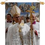 Chosen to Lead Wall Scroll Canvas Set Flag Memorabilia Decor Religiou Sign Picture Print Habemus Papam Decorations American Papal Poster Vatican Tapestry Catholic Gifts Made in USA - Leo Canvas for men