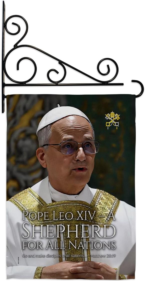 Shepherd for All Nations Wall Canvas Set Flag Holder Memorabilia Decor Religiou Sign Picture Print Habemus Papam Decorations American Papal Vatican Tapestry Catholic Gifts Made in USA - Leo Canvas for men
