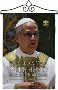 Shepherd for All Nations Canvas Set Flag Hanger Memorabilia Wall Decor Religiou Sign Picture Print Habemus Papam Decorations American Papal Vatican Tapestry Catholic Gifts Made in USA - Leo Canvas for men