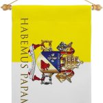 Crest Wall Scroll Canvas Set Flag Memorabilia Decor Religiou Sign Picture Print Habemus Papam Decorations American Papal Poster Vatican Tapestry Catholic Gifts Made in USA - Leo Canvas for men