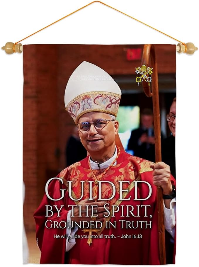 Guided by Spirit Wall Scroll Canvas Set Flag Memorabilia Decor Religiou Sign Picture Print Habemus Papam Decorations American Papal Poster Vatican Tapestry Catholic Gifts Made in USA - Leo Canvas for men