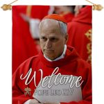 Welcome Wall Scroll Canvas Set Flag Memorabilia Decor Religiou Sign Picture Print Habemus Papam Decorations American Papal Poster Vatican Tapestry Catholic Gifts Made in USA - Leo Canvas for men