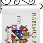 Coat of Arms Wall Canvas Set Flag Holder Memorabilia Decor Religiou Sign Picture Print Habemus Papam Decorations American Papal Poster Vatican Tapestry Catholic Gifts Made in USA - Leo Canvas for men